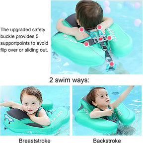 Non Inflatable Baby Pool Float No Flip Over Baby Floats for Infants Aged 3-48 Months-Pink