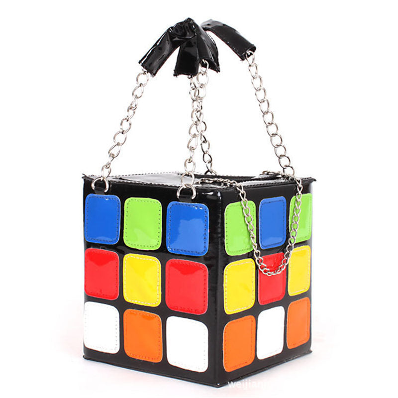 Womens Cute Cube Shape Handbag Magic Shoulder Bag