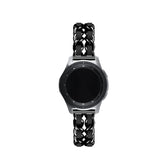 Metal Leather Loop Watch Band For Samsung S3/Galaxy Watch 46mm(Black)