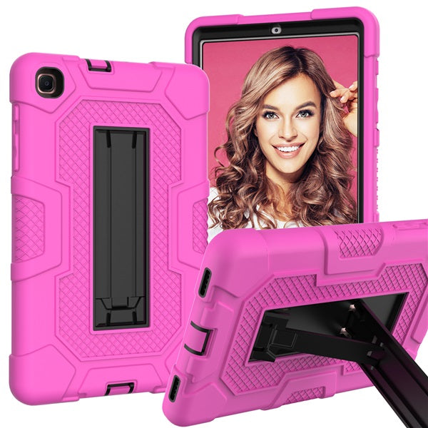 B3 Robot Tablet Case Silicone Shockproof Protective Stand Cover For Samsung Galaxy Tab A 8.4 T307 (2020)-RoseRed&Black