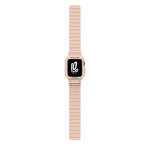 Magnetic Watch Band with Bumper Case Shockproof for Apple Watch-Pink
