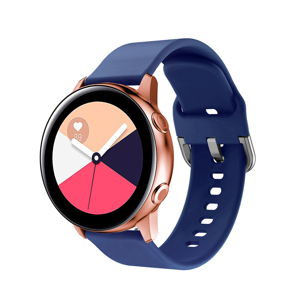 Soft Silicone Silver Square buckle Watch Band For Samsung Galaxy Watch 42/46mm Gear S3 Frontier/Classic(Navy Blue)