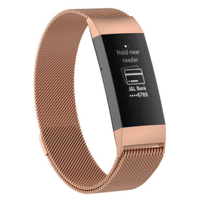 For Fitbit Charge 3 Wristband Milanese Replacement Stainless Steel Watch Band-Rose Gold