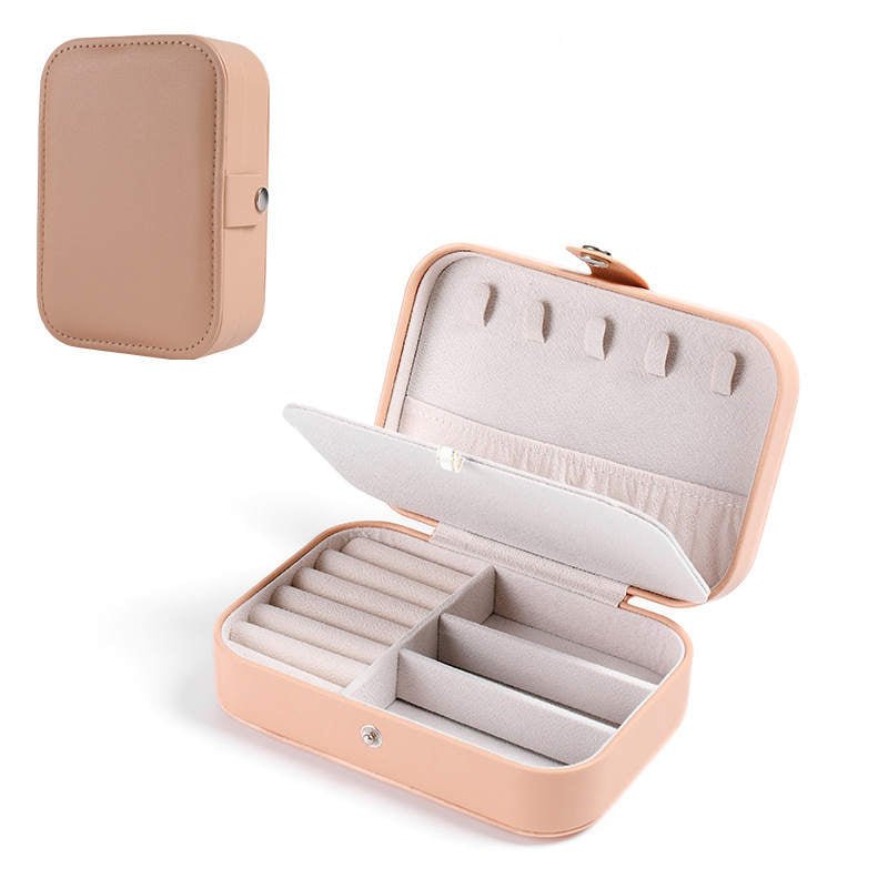 Small Jewelry Box Necklace Ring Double Layer Storage Bag Travel Organizer -Orange