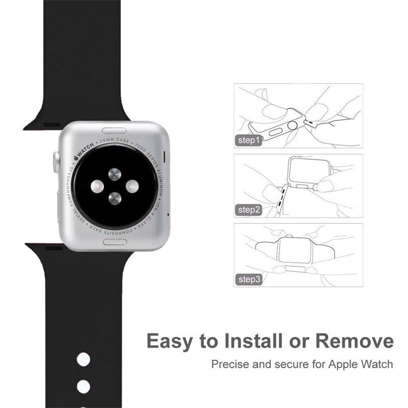 Soft Silicone Watch Bands Pattern Printed Band for iWatch Series6/5/4/3/2/1/SE-BlackSilver