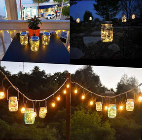 Mason Jar Solar Lantern Light 4 Pack-30 Leds Post Led Lights Starry Star Fairy Firefly Jar Lights for Outdoor Patio Garden Yard