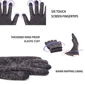 WIWU Winter Woman Gloves Upgraded Touch Screen Anti-Slip Silicone Gel Elastic Cuff Thermal-Brown+Coffee White-DZ32