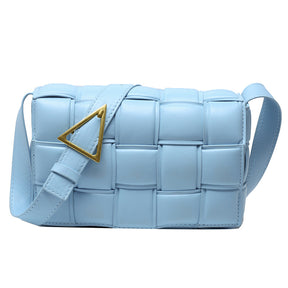 PU Woven Crossbody Handbag for Women Small Shoulder Square Bag-Blue