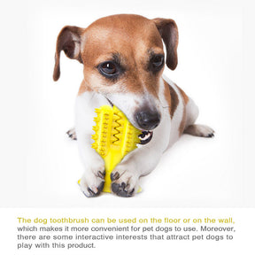 Dog Toothbrush Cactus Chew Toys Dog Teeth Cleaning Stick-Yellow