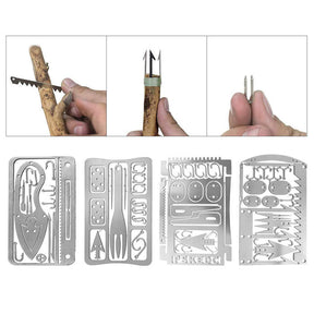 4Pcs Survival Gear Credit Card Multi Tool Camping Multipurpose EDC Multitool-Silver