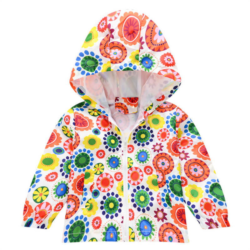 Toddler Boys Girls Cartoon Print Zip Jacket Hooded Trench Kids Casual Coats-28