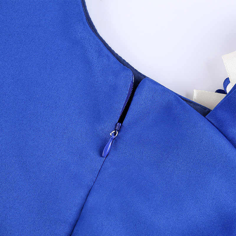 Oblique Shoulder Childrens Dress Rose Print Dress Girls Evening Party Costume-Blue