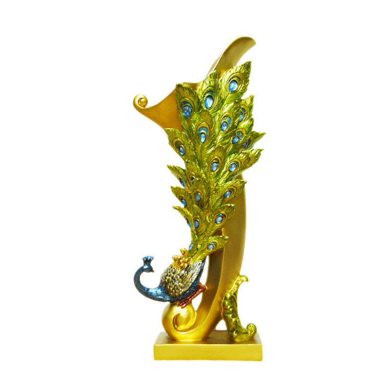 Resin Peacock Statue Desktop Adornmen for Home Wedding-Vase