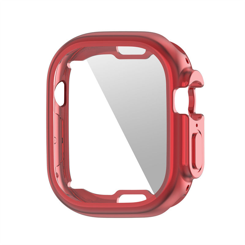 TPU Anti-Scratch Protective Case with Screen Protector for Apple Watch Ultra 49mm-Red