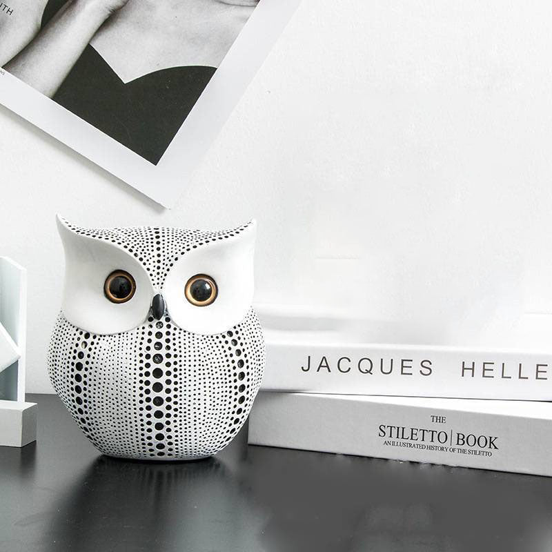 Owl Statue for Home Decor Accents Living Room Office Bedroom Kitchen Laundry House Apartment Dorm Bar -White