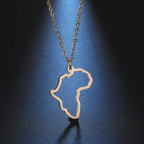 Minimalist Africa Map Pendant Necklace for Women-RoseGold