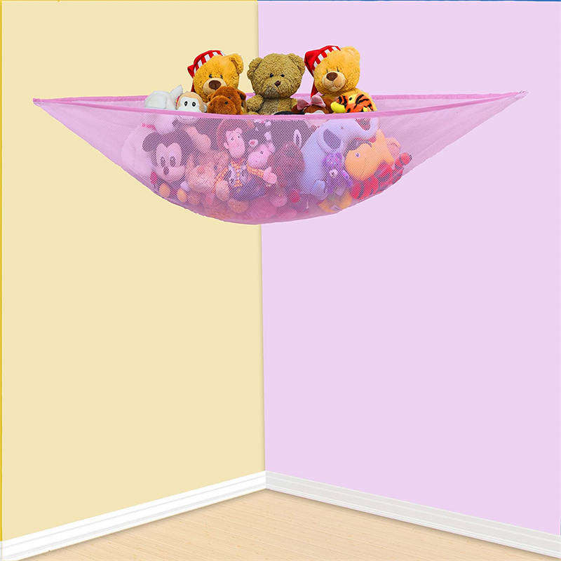 2 Packs Stuffed Animals Jumbo Toy Storage Hammock-Pink