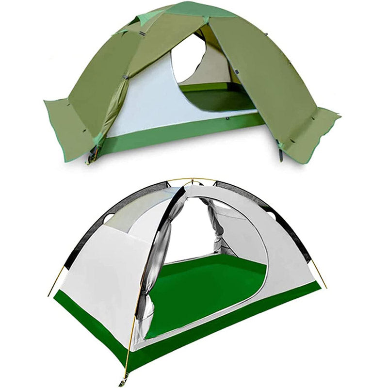 Camping Tent Waterproof Ultralight Backpacking Double Layer Tent Easy Set Up-Green