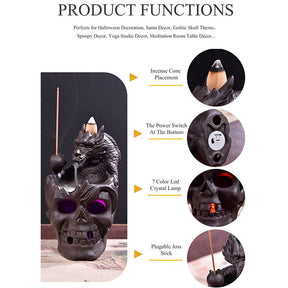 Backflow Incense Burner Ceramic Gothic Smoke Fountain for Halloween