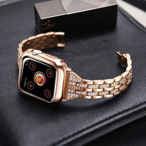 5C Diamond Stainless Steel Watch Strap Wristbands For Apple iWatch Series-Champane Gold