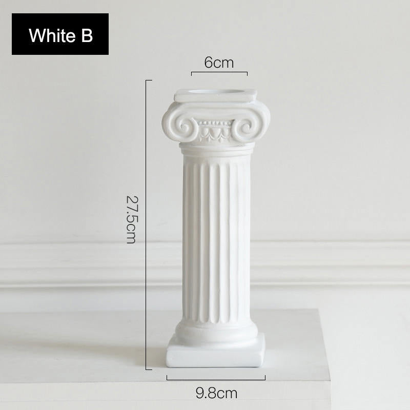 4 Pcs Retro Candle Holder Nordic Roman Column Aroma Candle Base for Festival Home Decor Ornament-White