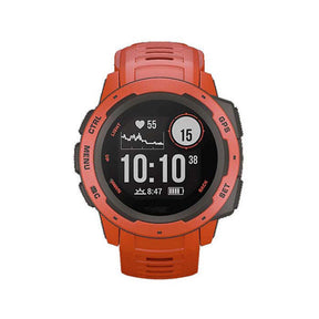 For Garmin Instinct Watchband Soft Silicone Adjustable Replacement Strap 22MM Black Steel Buckle-Flame Red