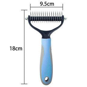 Pet Grooming Undercoat Rake with Two-Side Safe Hair Removal Comb-Blue