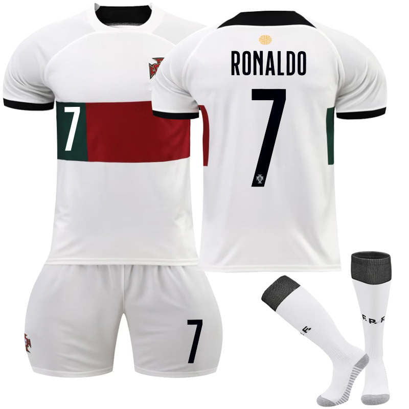 Portugal Away Jersey 2022-23 RONALDO #7 Soccer Jersey Kids Adult 3-Pieces Jersey Kits