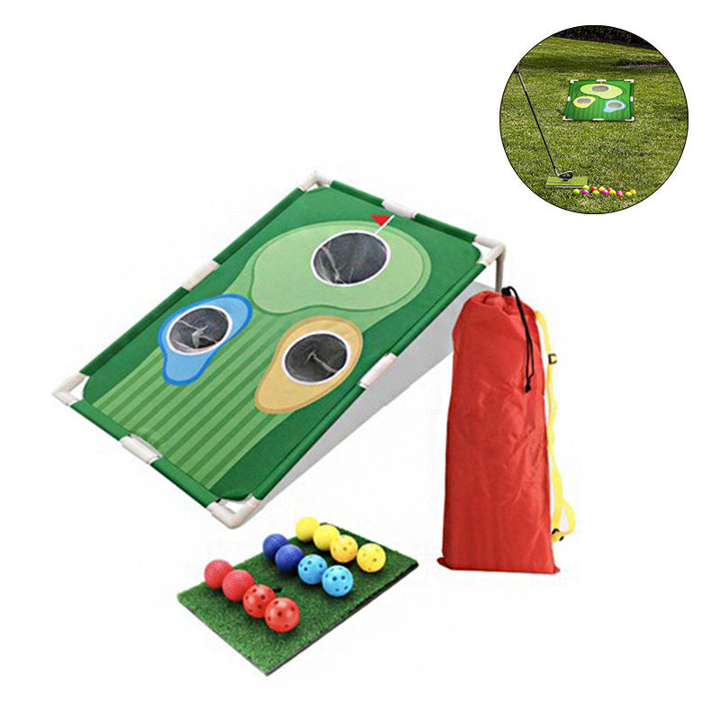 Backyard Golf Cornhole Game Including Board Straw Mat Ball Storage Bag for All Ages