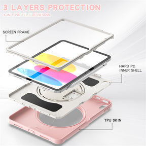 Tablet Case For iPad 10th with 360¡ã Kickstand/Hand Strap Shockproof-Pink