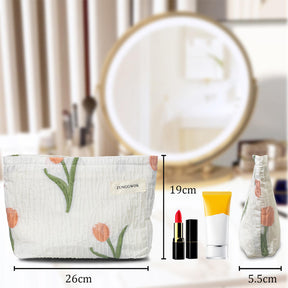 Floral Makeup Bag Travel Cosmetic Organizer for Women and Girls-Tulip