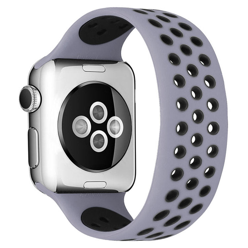 Sports Breathable Silicone Solo Loop Watchband for Apple Watch Series 6/5/4/3/2/1/SE-GrayBlack