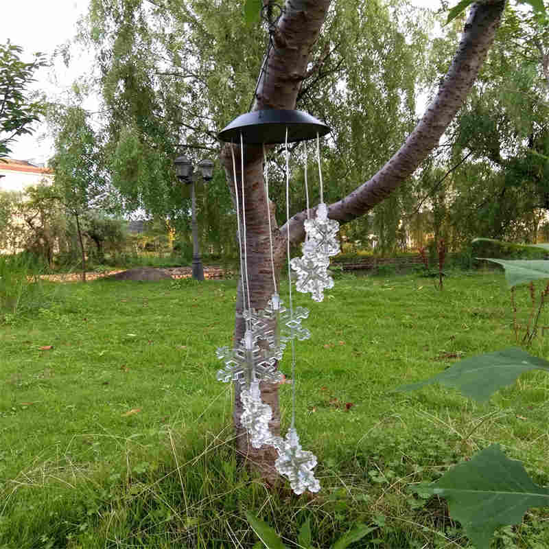 Colorful Solar Wind Chimes Gardening Gift for Mother And Grandma Christmas Decoration-Snowflake