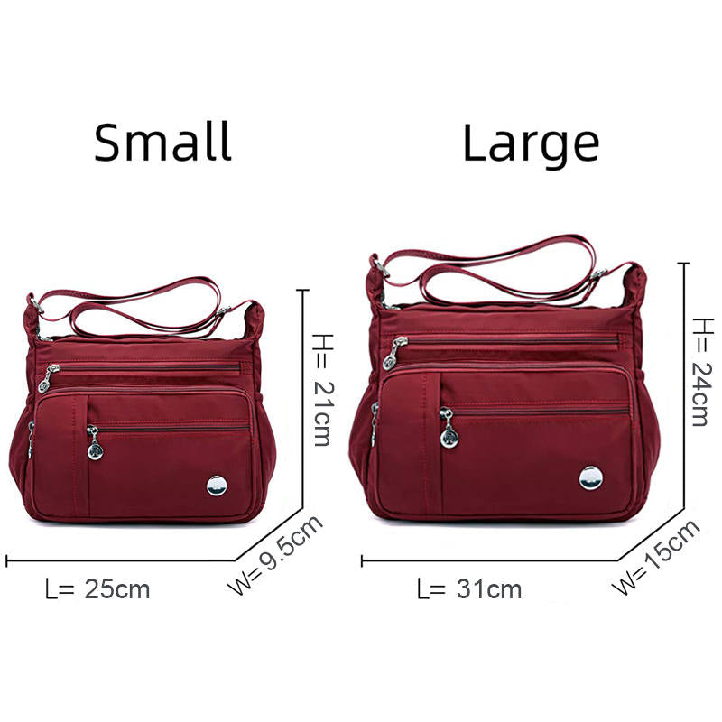 Women Shoulder Handbag Roomy Multiple Pockets Fashion Crossbody Purse-WineRed