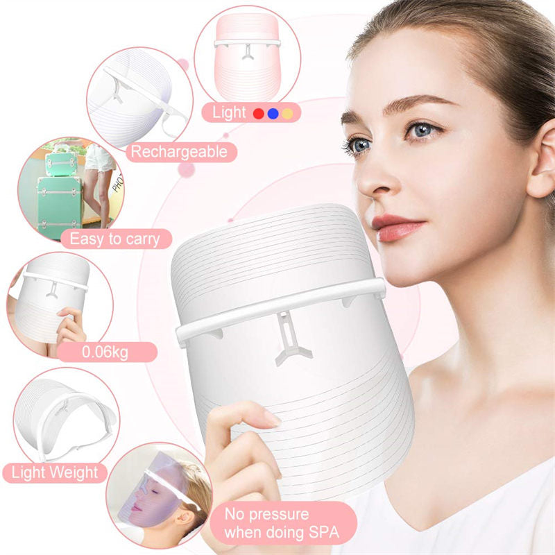 USB Rechargeable 3 Color Facial-Mask Portable Photon-Face Skin Care Device
