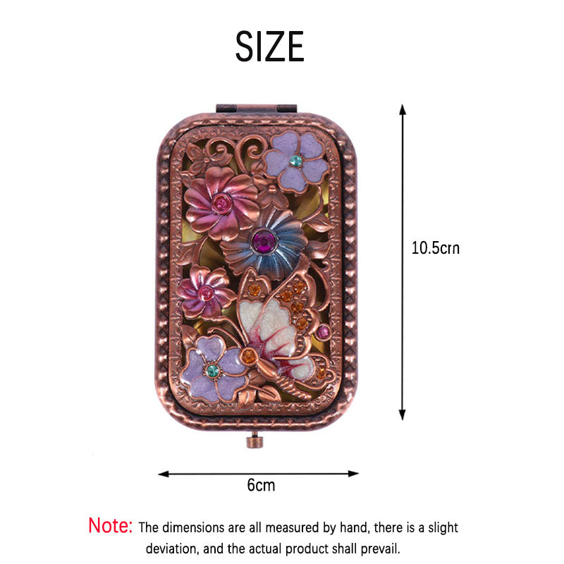 Home & LivingAntique Butterfly Flower Foldable Makeup Mirror-Red
