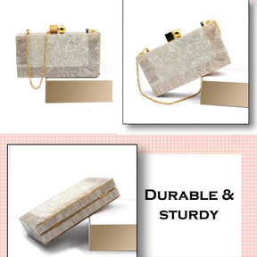 Women Acrylic Evening Clutch bag Glitter Marble Purse for Wedding Prom
