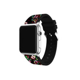 Flower Printing Silicone Watch Band For Apple Watch SE/6/5/4/3/2/1(Black Red)