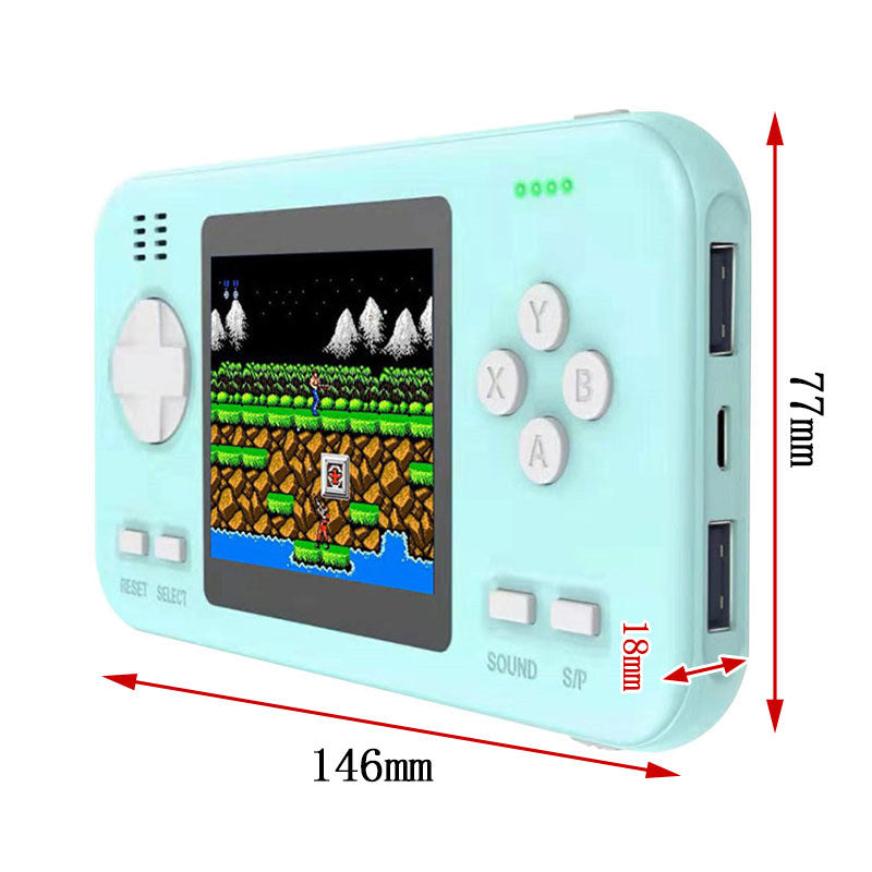 2 in 1 Handheld Game Console 8000mAh Power Bank with 416 Classic FC Games-Blue