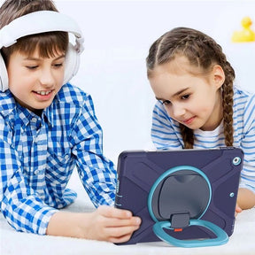 B-OnePiece iPad Case+Neck Strap Heavy Duty Rugged Anti-fall Protective Cover For iPad Mini 1/2/3/4/5/6-Black&Blue