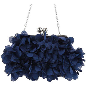 Clutch Evening Bags Floral Appliques Crossbody Bag For Women-Blue