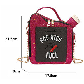 Women Fashion Sequin Crossbody Bag Fun Gasoline Handbag-Rose Red