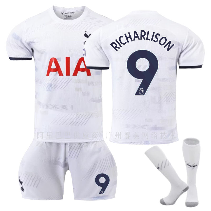 Spurs Home Jersey RICHARLISON #9 Soccer Jersey Kids Adult 3-Pieces Jersey Kits-White