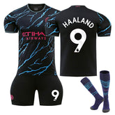 Manchester City Second Away EPL Jersey HAALAND #9 Soccer Jersey Kids Adult 3Pcs Jersey Kits