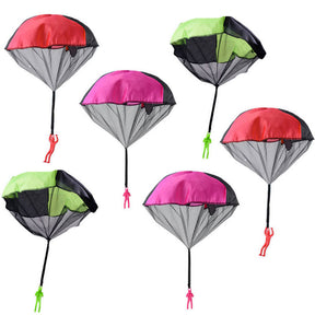 Parachute Toy 6 Pieces Set Free Throwing Outdoor Childrens Flying Toys-RedPinkGreen