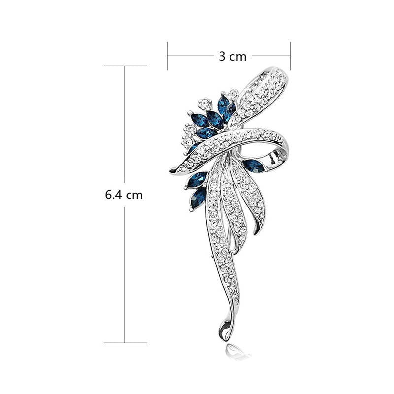 Rhinestone Crystal Brooch Flower Pin for Women-DarkBlue