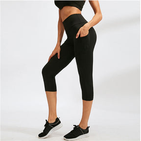 Adore Women Yoga Pants With Pockets High Waist Running Fitness Leggings Sports Quick Drying Tight Pants 92303-Black