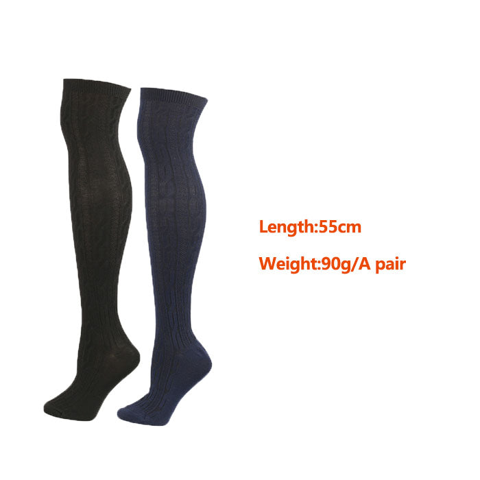 2Packs Women Extra Long High Socks Knit Warmers Thick Tall Long Boot Stockings Leg-BlackNavy