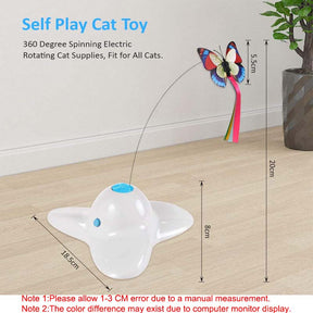 Cat Toy Butterfly Electric Flutter Rotating Kitten Toys with Replacement Butterfly-White