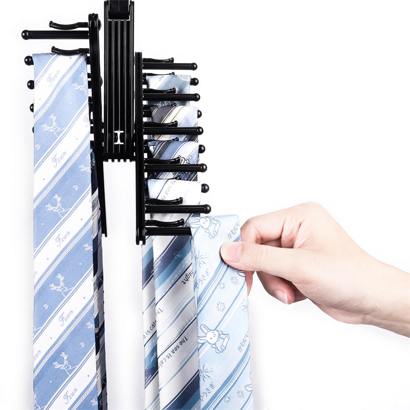 Tie Rack Holder Rotatable Organizer and Storage Rack 3 Pack -Black